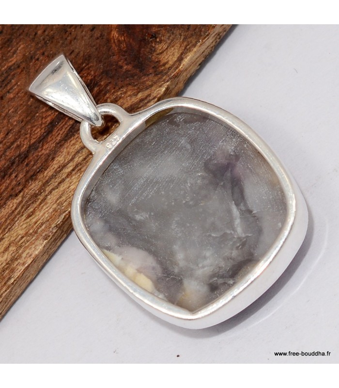 Pendentif Jaspe Tiffany véritable monté en Argent 925 certifié