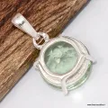 Pendentif Fluorite verte facettée serti griffes- Forme ronde - argent 925 - Pendentifs pierres naturelles