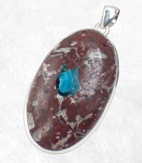 Pendentif argent 925 avec cavansite authentique.