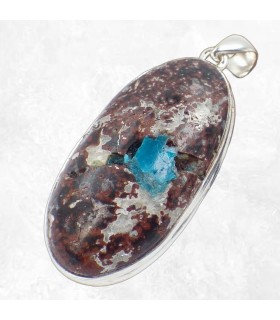 Pendentif argent 925 avec cavansite authentique.