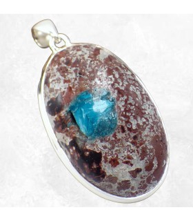 Pendentif argent 925 avec cristal de cavansite authentique.