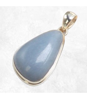Pendentif Angélite bleue asymétrique en argent 925.