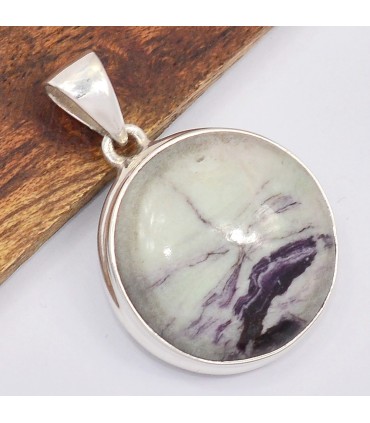 Pendentif Kammerérite véritable rond argent 925 avec certificat