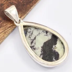 Pendentif goutte en kammerérite naturelle sur argent 925 - Pendentifs pierres naturelles