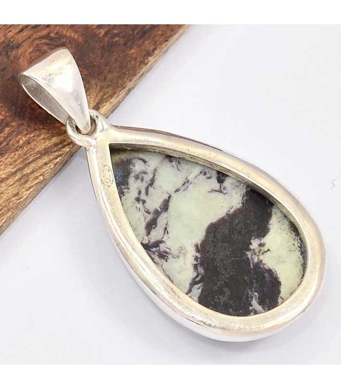 Pendentif goutte en kammerérite naturelle sur argent 925