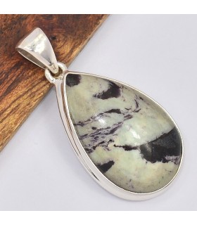Pendentif goutte en kammerérite naturelle sur argent 925