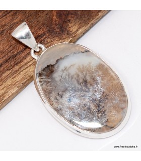 Pendentif argent 925 avec agate scénique unique.