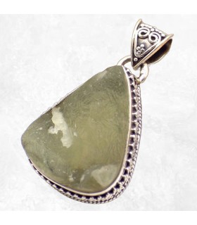Pendentif Préhite brute argent 925, style vintage, 4 cm.