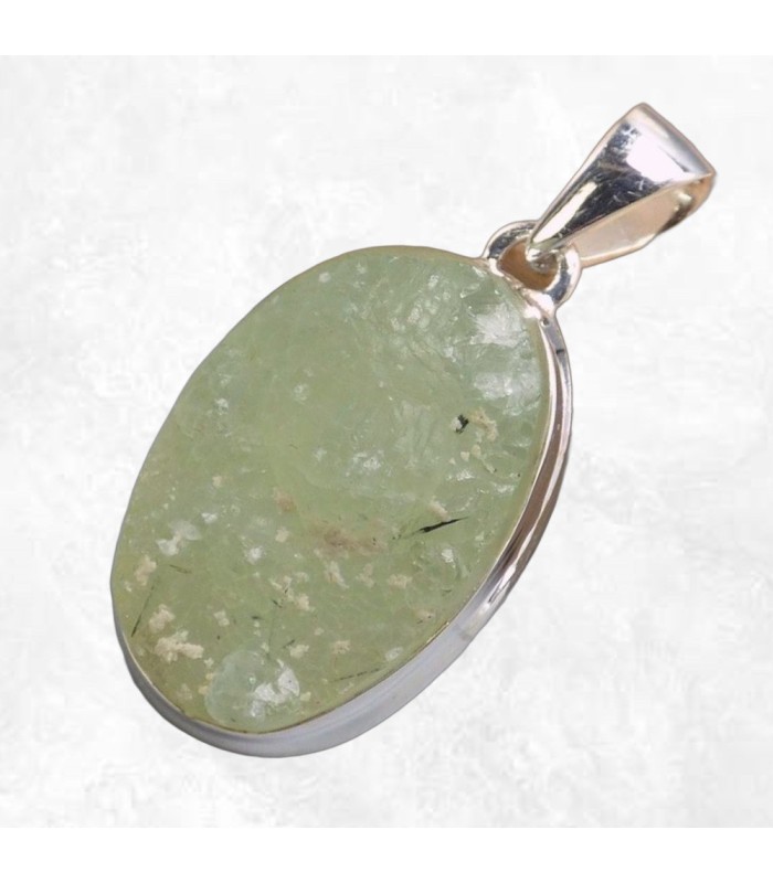 Bijoux Préhnite brute Pendentif oval