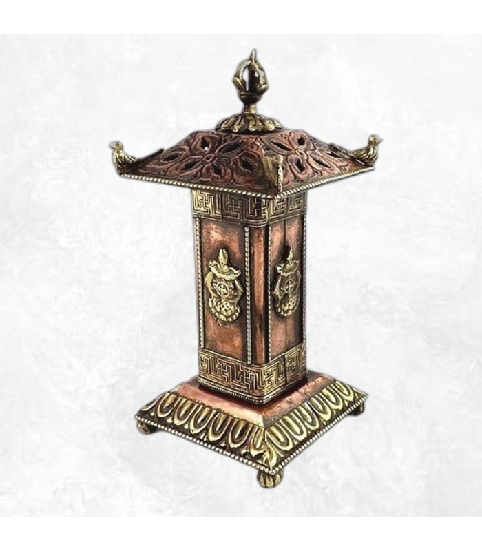 Encensoir tibétain bouddhiste Pagode en cuivre