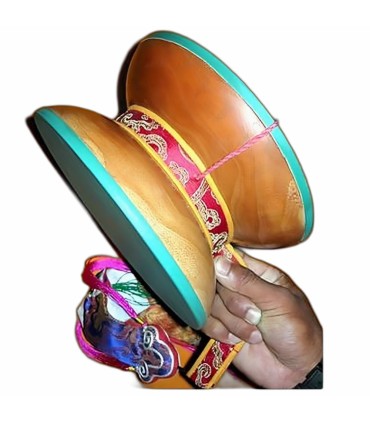 Damaru tibétain de rituel 23 cm