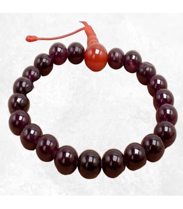 Bracelet Améthyste Uruguay & Cornaline – Mala tibétain 21 perles