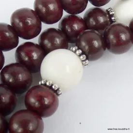 Mala tibetain Bois de Rose et Corail Blanc - Mala tibétain 108 perles