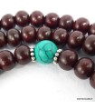 Mala tibétain Bois de rose – 108 perles avec turquoise fantaisie