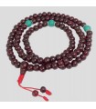 Mala tibétain Bois de rose – 108 perles avec turquoise fantaisie