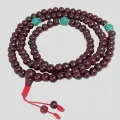 Mala tibétain bois de rose turquoise pour prières bouddhistes - Mala tibétain 108 perles