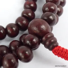 Mala tibetain authentique en Bois de Rose fait main 8 mm - Mala tibétain 108 perles