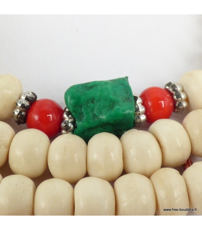 Mala tibétain authentique os + compteurs de mantras