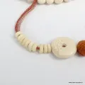 Mala tibétain authentique os de buffle blanc + compteur de mantras - Mala tibétain 108 perles
