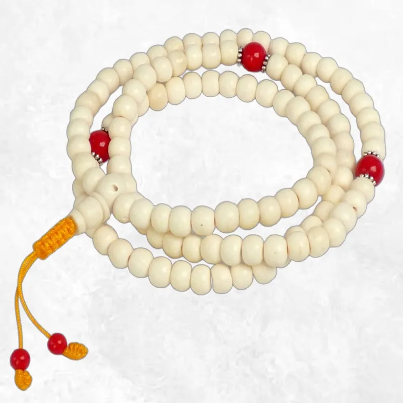 Mala tibetain 108 perles os naturel + compteurs - Mala tibétain 108 perles