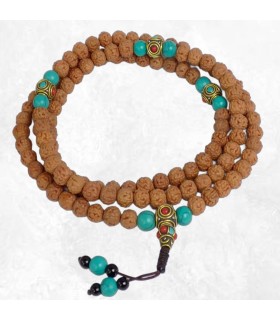 Mala tibétain Rudraksha 108 perles - 5 mukhis + compteurs