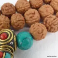 Mala tibétain Rudraksha 108 perles - 5 mukhis + compteurs - Mala tibétain 108 perles