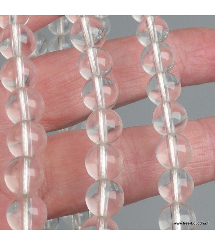 Mala 108 perles cristal de roche Himalaya 9 mm