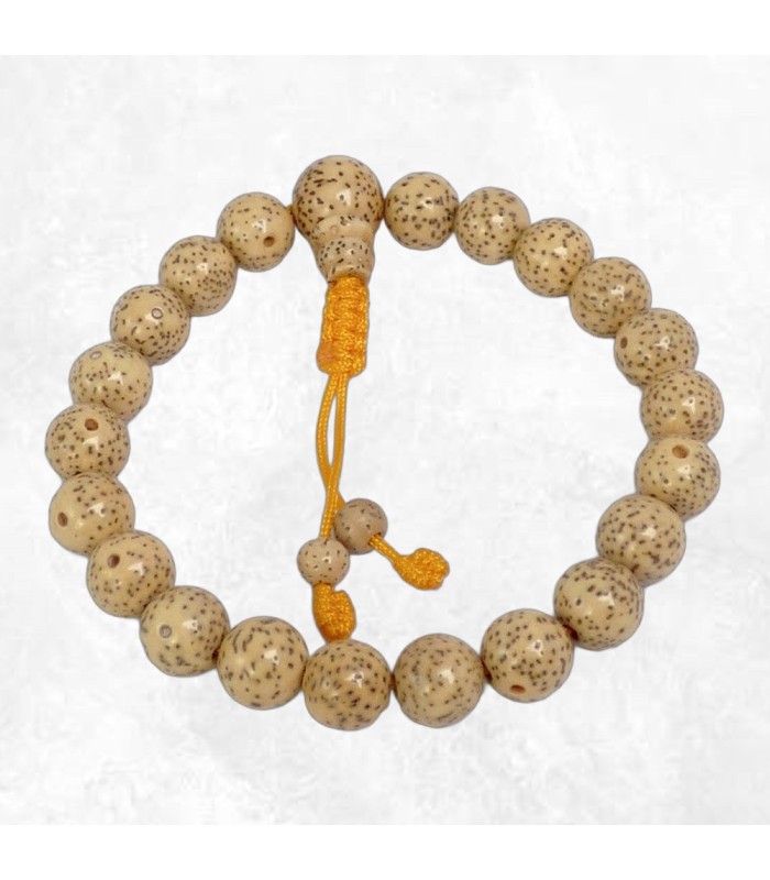 Bracelet mala en graines de lotus, perles de 9 mm, Népal.