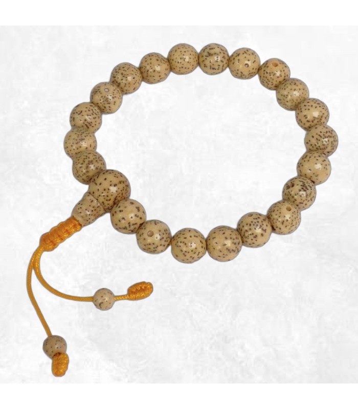 Bracelet mala en graines de lotus, perles de 9 mm, Népal.