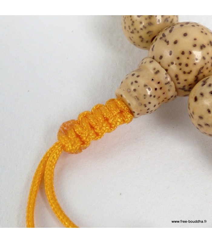 Bracelet mala en graines de lotus, perles de 9 mm, Népal.