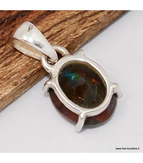 Pendentif Opale noire facettée du Chili certifié authentique argent 925