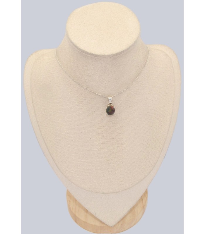 Pendentif Opale noire facettée du Chili certifié authentique argent 925