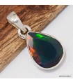 Pendentif opale noire facettée pierre naturelle véritable