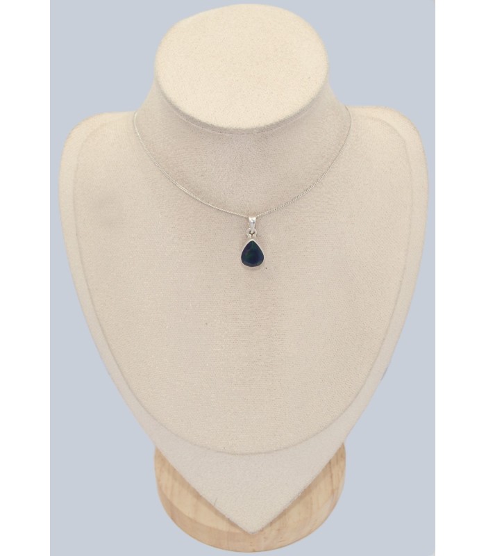 Pendentif opale noire facettée pierre naturelle véritable