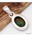 Pendentif opale noire du Chili reflets verts et bleus pierre naturelle