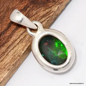 Pendentif opale noire du Chili – Reflets vert intense - Bijoux en Opale Noire