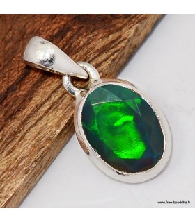 Pendentif opale noire du Chili – Reflets vert intense