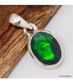 Pendentif opale noire du Chili reflets vert intense pierre authentique