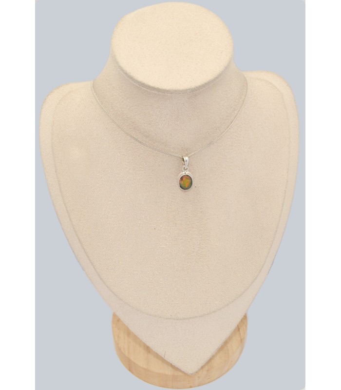Pendentif Opale noire facettée du Chili certifié authentique argent 925