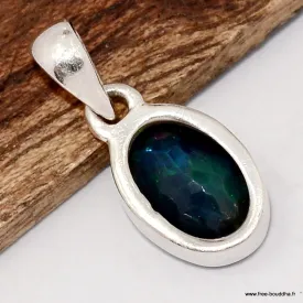 Pendentif Véritable opale noire facettée multicolore - Bijoux en Opale Noire