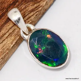 Pendentif Véritable opale noire facettée multicolore - Bijoux en Opale Noire
