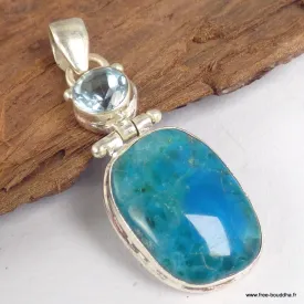 Pendentif argent Opaline Topaze bleue - Pendentifs pierres naturelles