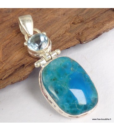 Pendentif argent Opaline Topaze bleue