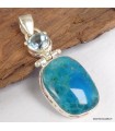 Pendentif argent Opaline Topaze bleue