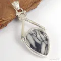 Pendentif Pinolite et perle naturelle - argent 925 - Pendentifs pierres naturelles
