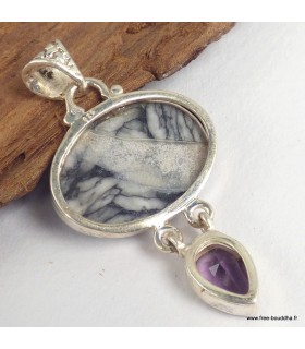 Pendentif Pinolite et améthyste facettée