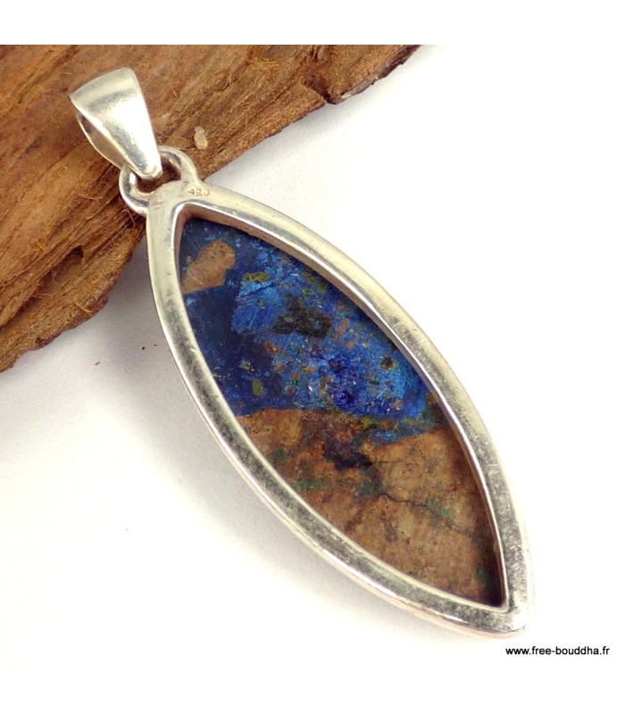 Pendentif Azurite Boulder forme marquise