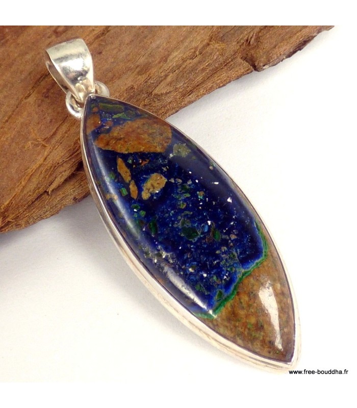 Pendentif Azurite Boulder forme marquise