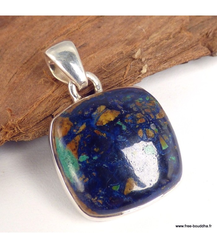 Petit pendentif Azurite Boulder carré