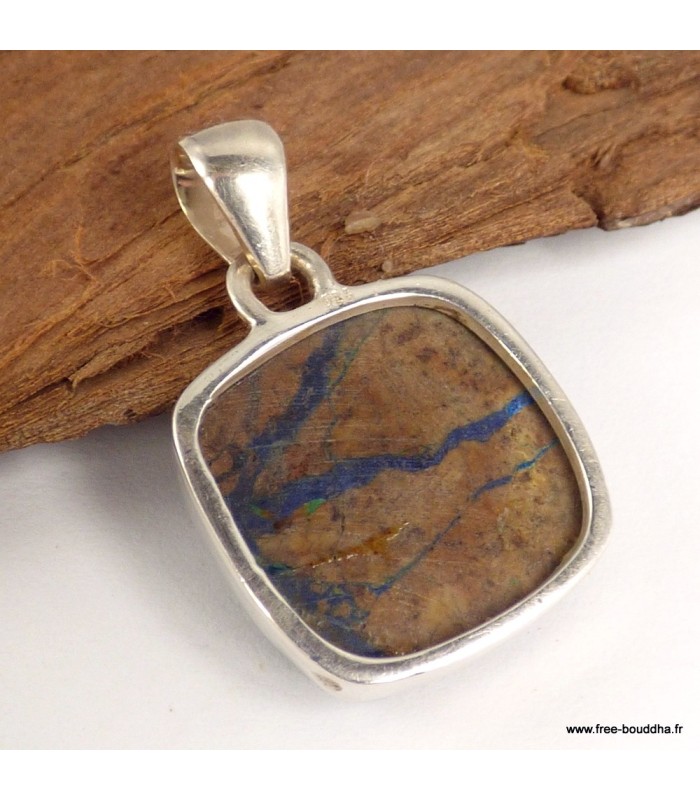 Petit pendentif Azurite Boulder carré
